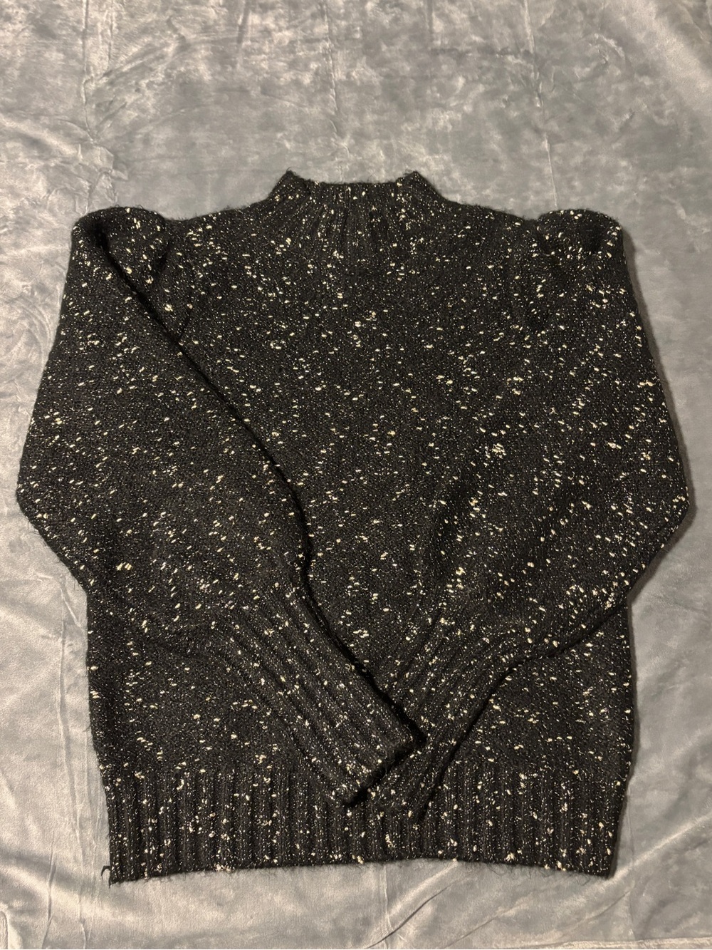 Ann Taylor Factory Black with Gold Speckled Thread Cowl Neck Sweater S